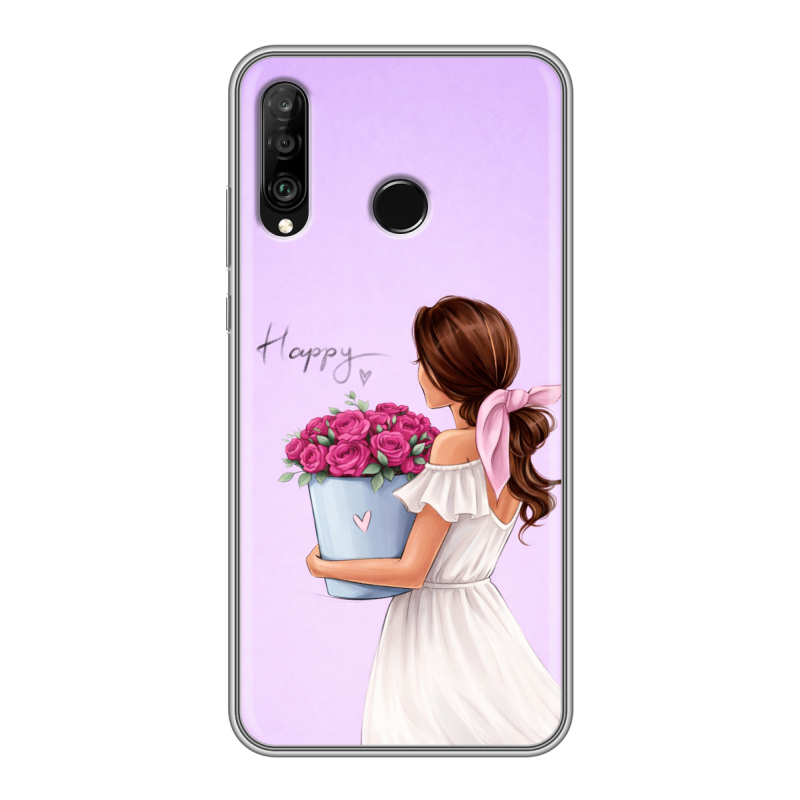 Силиконовый чехол на Huawei P30 Lite с принтом женский Силиконовый чехол на Huawei P30 Lite с принтом женский