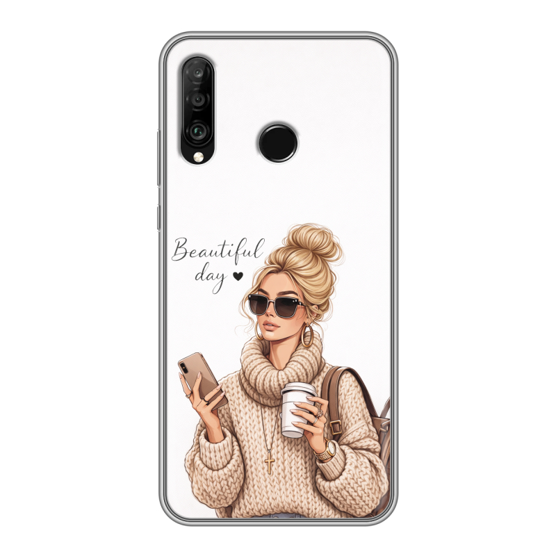 Силиконовый чехол на Huawei P30 Lite с принтом женский Силиконовый чехол на Huawei P30 Lite с принтом женский