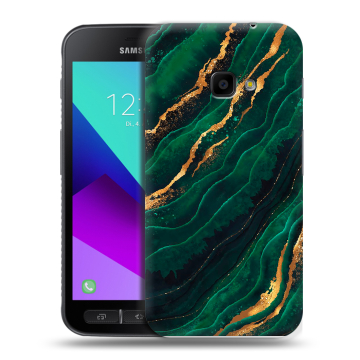 Пластиковый чехол на Samsung Galaxy Xcover 4 с принтом Мрамор зеленое золото Пластиковый чехол на Samsung Galaxy Xcover 4 с принтом Мрамор зеленое золото