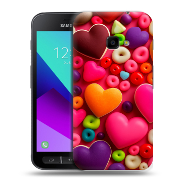 Пластиковый чехол на Samsung Galaxy Xcover 4 с принтом Сердечки Пластиковый чехол на Samsung Galaxy Xcover 4 с принтом Сердечки