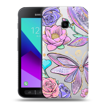 Пластиковый чехол на Samsung Galaxy Xcover 4 с принтом Бабочки и цветы