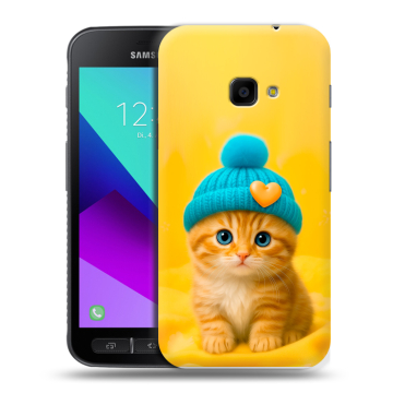 Пластиковый чехол на Samsung Galaxy Xcover 4 с принтом Котенок в шапке
