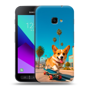 Пластиковый чехол на Samsung Galaxy Xcover 4 с принтом Корги на скейте