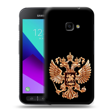 Пластиковый чехол на Samsung Galaxy Xcover 4 с принтом Герб России золотой Пластиковый чехол на Samsung Galaxy Xcover 4 с принтом Герб России золотой