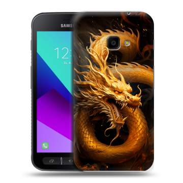 Пластиковый чехол на Samsung Galaxy Xcover 4 с принтом Золотой дракон Пластиковый чехол на Samsung Galaxy Xcover 4 с принтом Золотой дракон