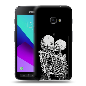 Пластиковый чехол на Samsung Galaxy Xcover 4 с принтом Поцелуй скелетов