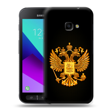 Пластиковый чехол на Samsung Galaxy Xcover 4 с принтом Герб России желтый