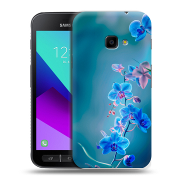 Пластиковый чехол на Samsung Galaxy Xcover 4 с принтом Голубые цветы