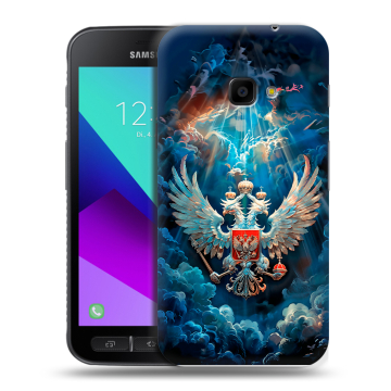 Пластиковый чехол на Samsung Galaxy Xcover 4 с принтом Герб флаг России