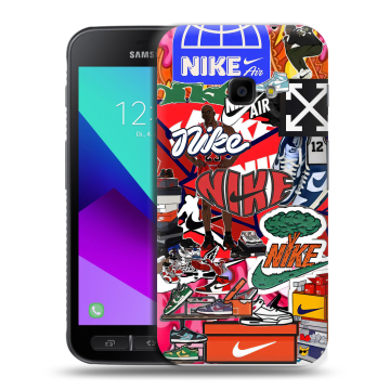 Пластиковый чехол на Samsung Galaxy Xcover 4 с принтом Найк Nike яркий
