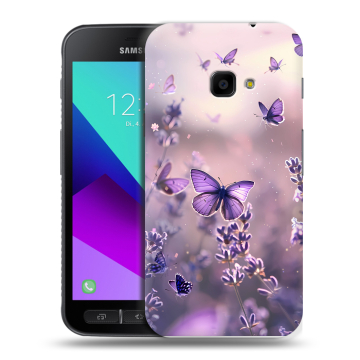 Пластиковый чехол на Samsung Galaxy Xcover 4 с принтом бабочки и лаванда