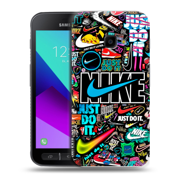 Пластиковый чехол на Samsung Galaxy Xcover 4 с принтом найк nike черный Пластиковый чехол на Samsung Galaxy Xcover 4 с принтом найк nike черный