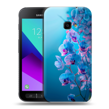 Пластиковый чехол на Samsung Galaxy Xcover 4 с принтом голубые орхидеи