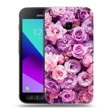 Пластиковый чехол на Samsung Galaxy Xcover 4 с принтом лавандовые розы Пластиковый чехол на Samsung Galaxy Xcover 4 с принтом лавандовые розы
