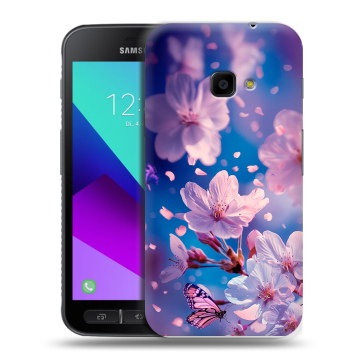 Пластиковый чехол на Samsung Galaxy Xcover 4 с принтом цветы бабочки