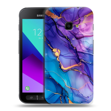 Пластиковый чехол на Samsung Galaxy Xcover 4 с принтом синий мрамор