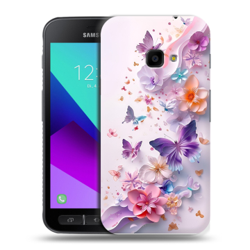 Пластиковый чехол на Samsung Galaxy Xcover 4 с принтом цветы бабочки