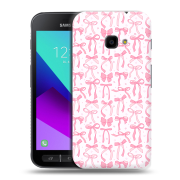 Пластиковый чехол на Samsung Galaxy Xcover 4 с принтом Розовые бантики