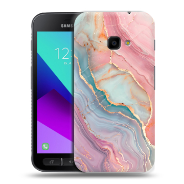 Пластиковый чехол на Samsung Galaxy Xcover 4 с принтом розовый мрамор
