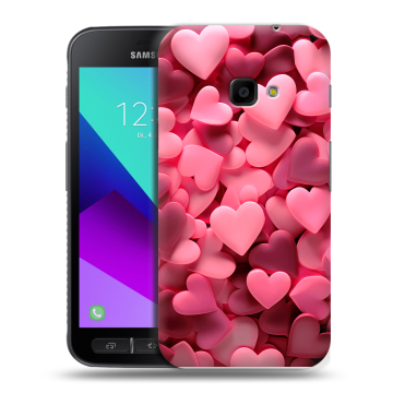 Пластиковый чехол на Samsung Galaxy Xcover 4 с принтом розовые сердечки