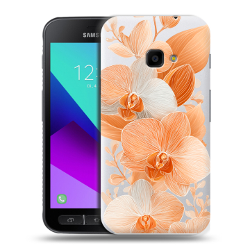Пластиковый чехол на Samsung Galaxy Xcover 4 с принтом Бежевые цветы Пластиковый чехол на Samsung Galaxy Xcover 4 с принтом Бежевые цветы
