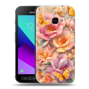 Пластиковый чехол на Samsung Galaxy Xcover 4 с принтом Цветы и бабочки Пластиковый чехол на Samsung Galaxy Xcover 4 с принтом Цветы и бабочки