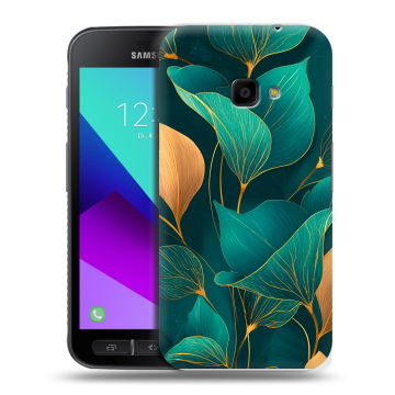 Пластиковый чехол на Samsung Galaxy Xcover 4 с принтом Листья и золото Пластиковый чехол на Samsung Galaxy Xcover 4 с принтом Листья и золото