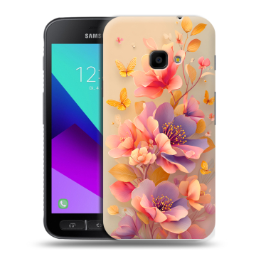Пластиковый чехол на Samsung Galaxy Xcover 4 с принтом Цветы и бабочки Пластиковый чехол на Samsung Galaxy Xcover 4 с принтом Цветы и бабочки