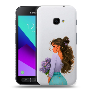 Пластиковый чехол на Samsung Galaxy Xcover 4 с принтом девушка цветы Пластиковый чехол на Samsung Galaxy Xcover 4 с принтом девушка цветы