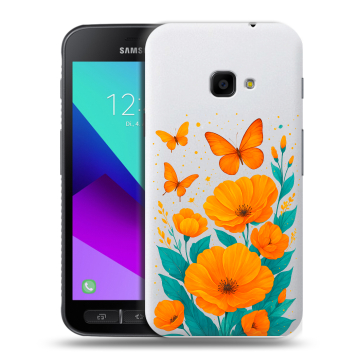 Пластиковый чехол на Samsung Galaxy Xcover 4 с принтом цветы бабочки Пластиковый чехол на Samsung Galaxy Xcover 4 с принтом цветы бабочки