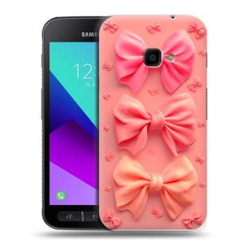 Пластиковый чехол на Samsung Galaxy Xcover 4 с принтом Розовые бантики