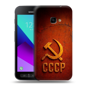 Пластиковый чехол на Samsung Galaxy Xcover 4 с принтом Флаг Герб СССР