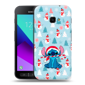 Пластиковый чехол на Samsung Galaxy Xcover 4 с принтом Стич Новый год