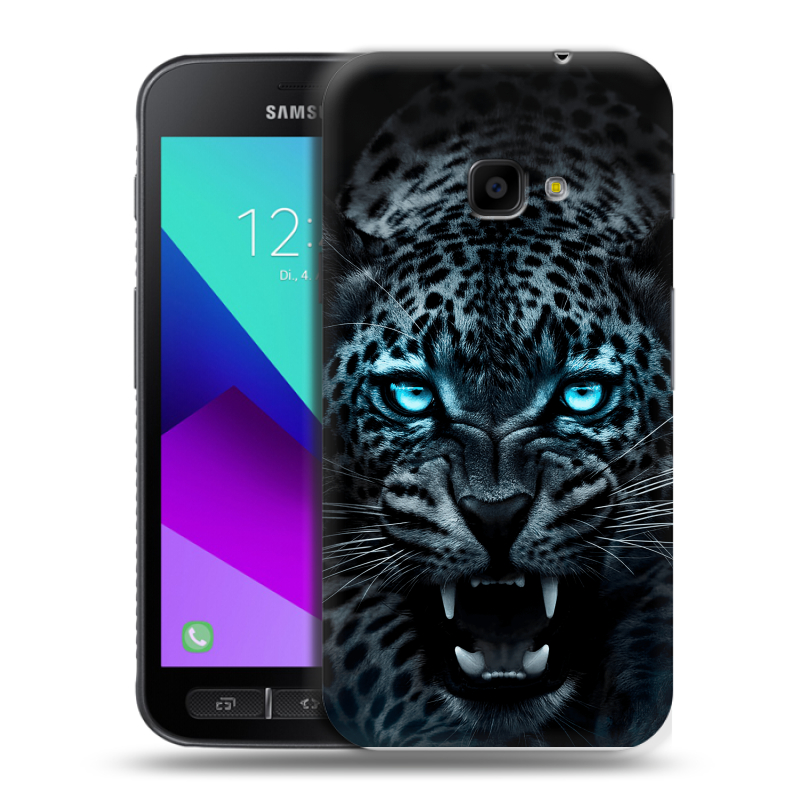 Пластиковый чехол на Samsung Galaxy Xcover 4 с принтом Темный леопард Пластиковый чехол на Samsung Galaxy Xcover 4 с принтом Темный леопард