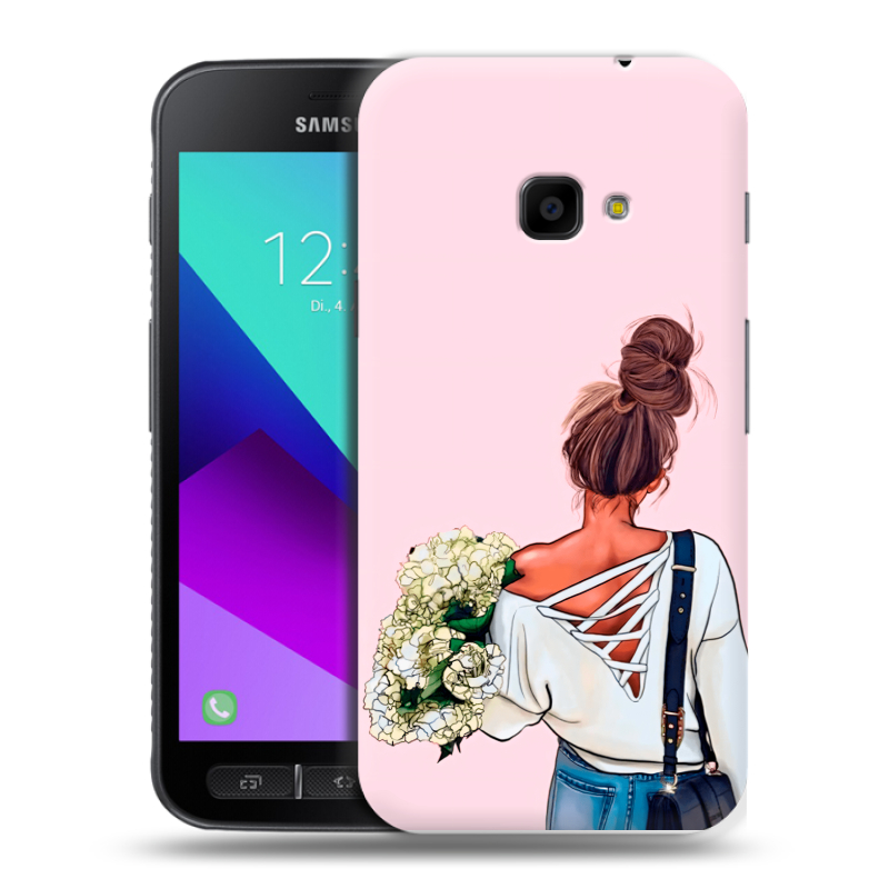 Пластиковый чехол на Samsung Galaxy Xcover 4 с принтом Девушка и букет Пластиковый чехол на Samsung Galaxy Xcover 4 с принтом Девушка и букет