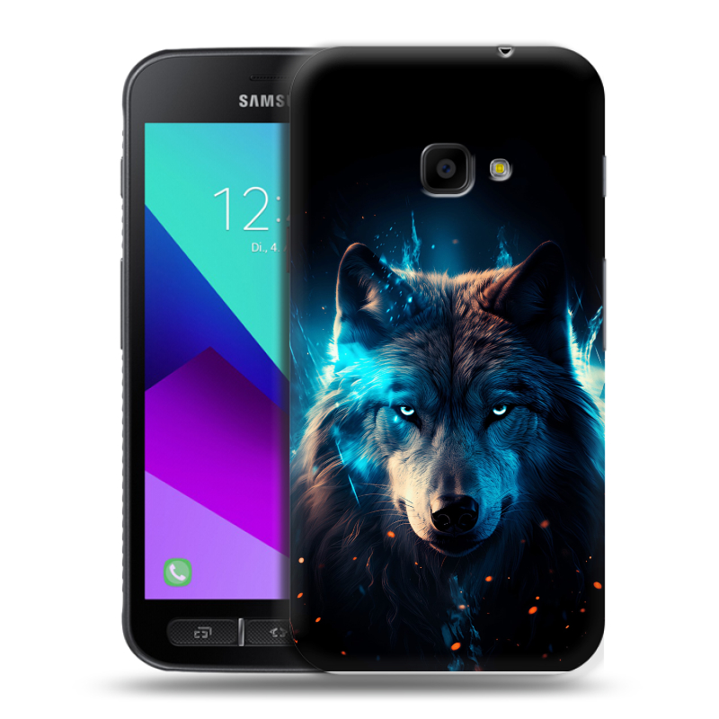 Пластиковый чехол на Samsung Galaxy Xcover 4 с принтом Волк ночной Пластиковый чехол на Samsung Galaxy Xcover 4 с принтом Волк ночной