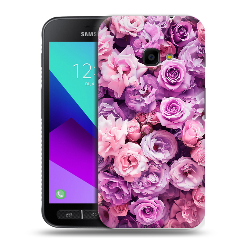 Пластиковый чехол на Samsung Galaxy Xcover 4 с принтом лавандовые розы Пластиковый чехол на Samsung Galaxy Xcover 4 с принтом лавандовые розы
