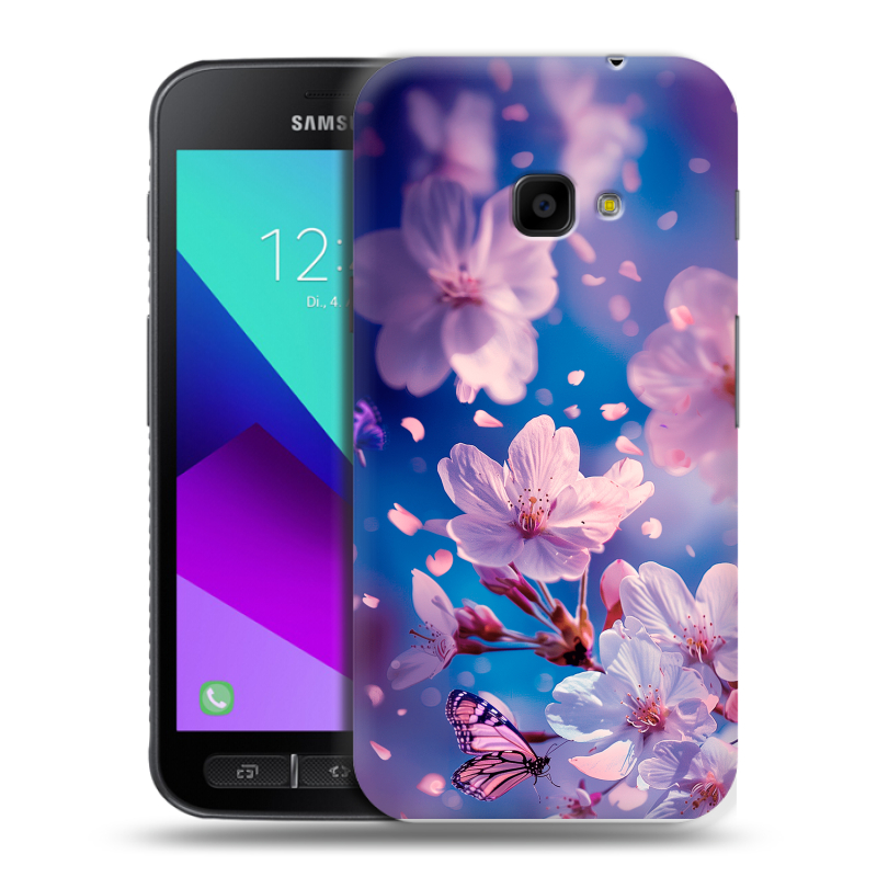 Пластиковый чехол на Samsung Galaxy Xcover 4 с принтом цветы бабочки Пластиковый чехол на Samsung Galaxy Xcover 4 с принтом цветы бабочки