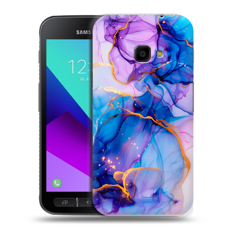 Пластиковый чехол на Samsung Galaxy Xcover 4 с принтом синий мрамор Пластиковый чехол на Samsung Galaxy Xcover 4 с принтом синий мрамор