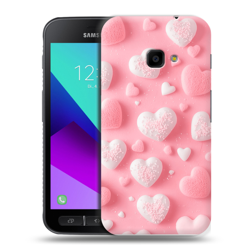 Пластиковый чехол на Samsung Galaxy Xcover 4 с принтом Сердечки Пластиковый чехол на Samsung Galaxy Xcover 4 с принтом Сердечки