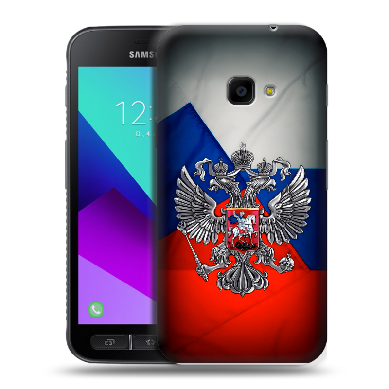 Пластиковый чехол на Samsung Galaxy Xcover 4 с принтом Флаг России Пластиковый чехол на Samsung Galaxy Xcover 4 с принтом Флаг России