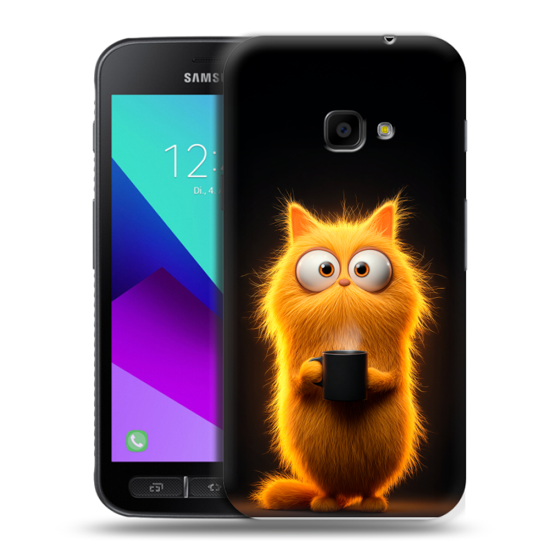 Пластиковый чехол на Samsung Galaxy Xcover 4 с принтом Смешной кот Пластиковый чехол на Samsung Galaxy Xcover 4 с принтом Смешной кот