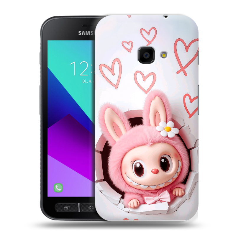 Пластиковый чехол на Samsung Galaxy Xcover 4 с принтом Labubu Лабубу Пластиковый чехол на Samsung Galaxy Xcover 4 с принтом Labubu Лабубу