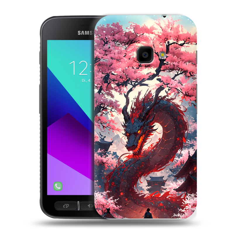 Пластиковый чехол на Samsung Galaxy Xcover 4 с принтом Дракон Японский Пластиковый чехол на Samsung Galaxy Xcover 4 с принтом Дракон Японский