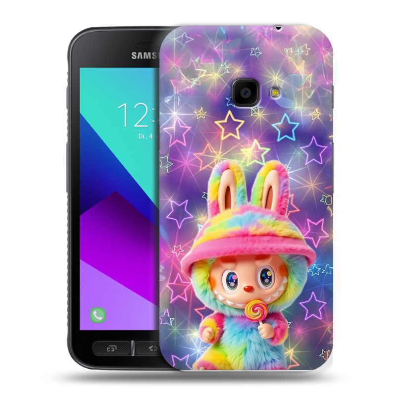 Пластиковый чехол на Samsung Galaxy Xcover 4 с принтом Labubu Лабубу Пластиковый чехол на Samsung Galaxy Xcover 4 с принтом Labubu Лабубу
