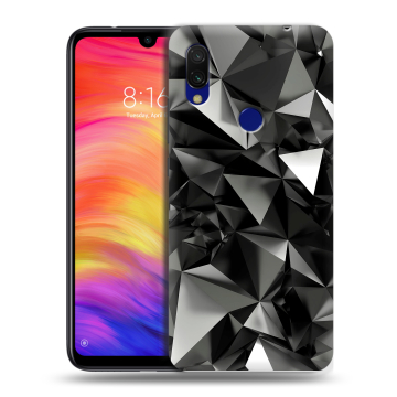 Силиконовый противоударный чехол на Xiaomi RedMi 7 с принтом Черные кристаллы Силиконовый противоударный чехол на Xiaomi RedMi 7 с принтом Черные кристаллы