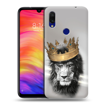 Силиконовый противоударный чехол на Xiaomi RedMi 7 с принтом Лев с короной Силиконовый противоударный чехол на Xiaomi RedMi 7 с принтом Лев с короной