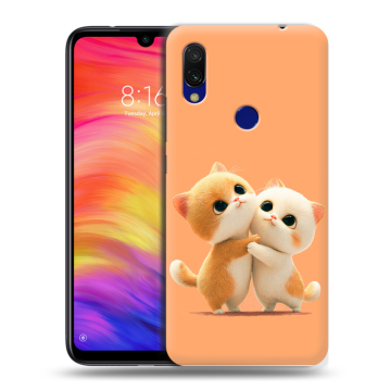 Силиконовый противоударный чехол на Xiaomi RedMi 7 с принтом Милые котики Силиконовый противоударный чехол на Xiaomi RedMi 7 с принтом Милые котики