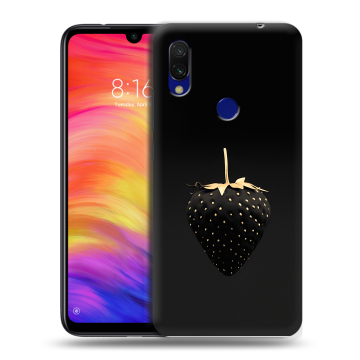 Силиконовый противоударный чехол на Xiaomi RedMi 7 с принтом Черная клубника Силиконовый противоударный чехол на Xiaomi RedMi 7 с принтом Черная клубника