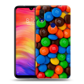 Силиконовый противоударный чехол на Xiaomi RedMi 7 с принтом Конфеты Силиконовый противоударный чехол на Xiaomi RedMi 7 с принтом Конфеты